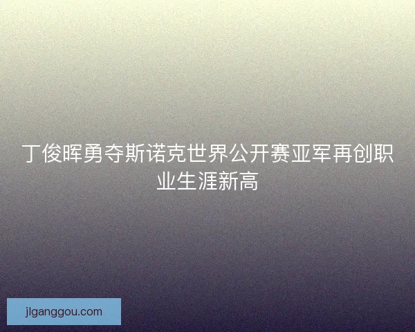 丁俊晖勇夺斯诺克世界公开赛亚军再创职业生涯新高