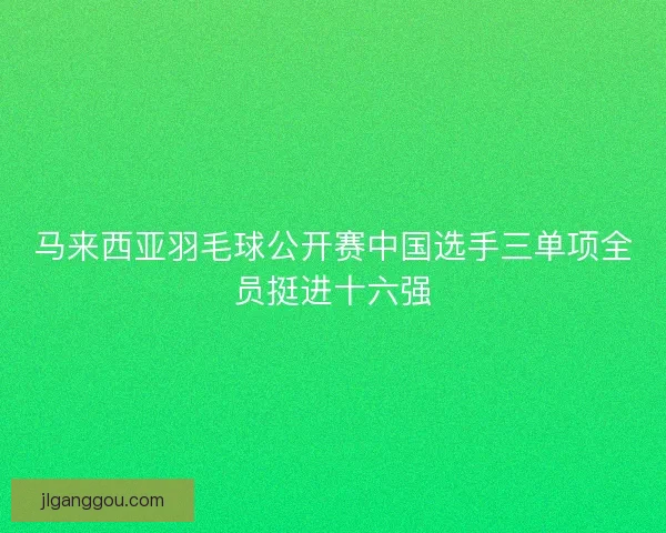 马来西亚羽毛球公开赛中国选手三单项全员挺进十六强